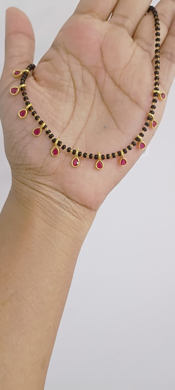 16 inches Black beads chain B96