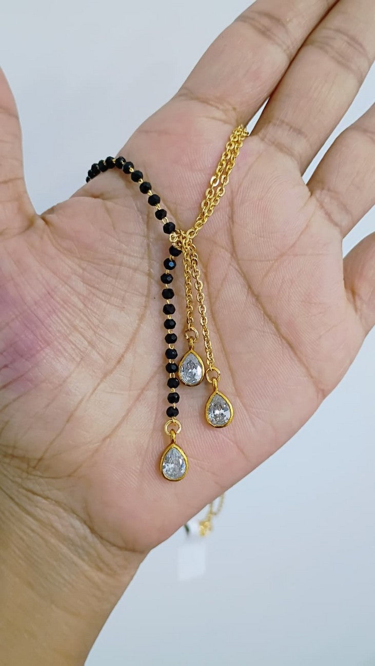 15 inches Black beads chain B133