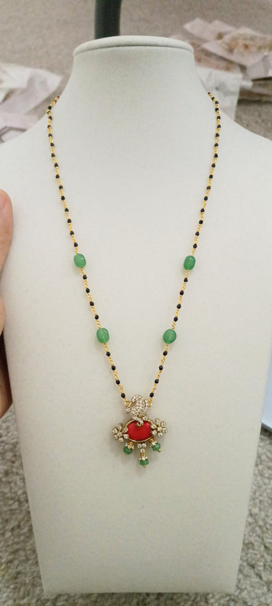 18 inches Black beads chain B30
