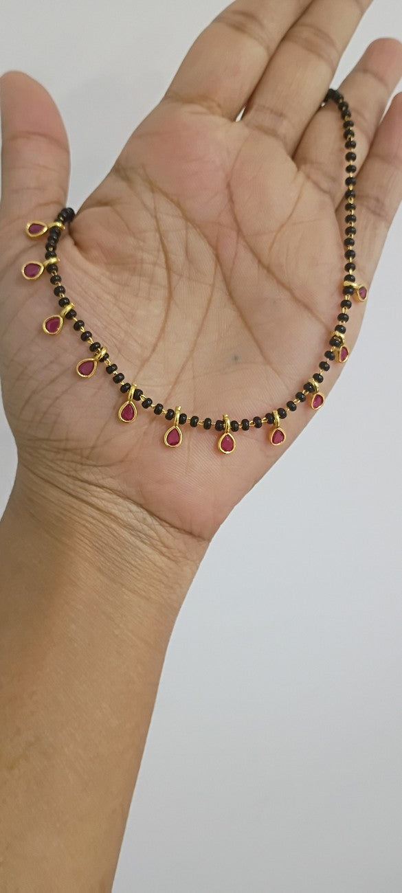 16 inches Black beads chain B96