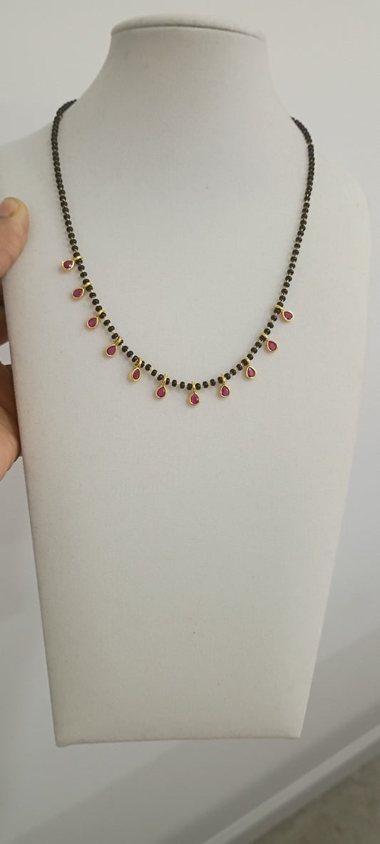 16 inches Black beads chain B96