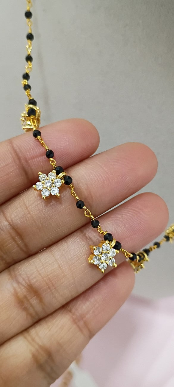 14 inches Black beads chain B94