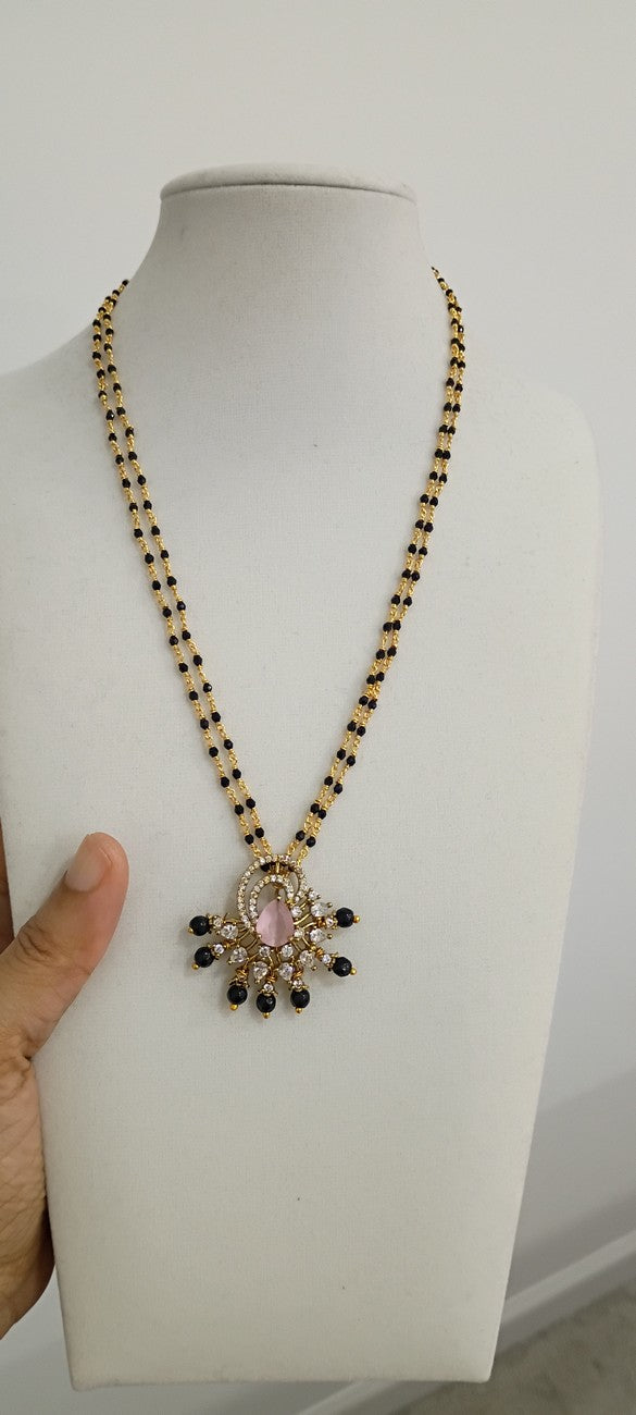 16 inches Black beads Double layer chain B63