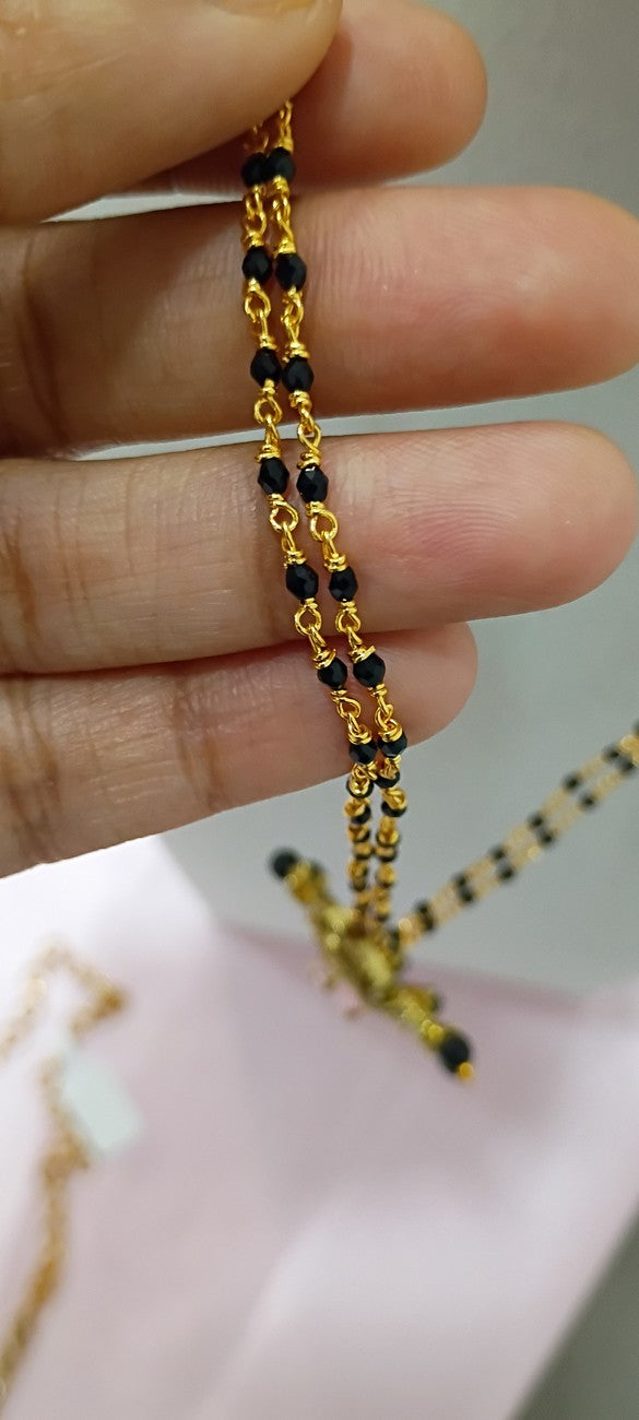 16 inches Black beads Double layer chain B63
