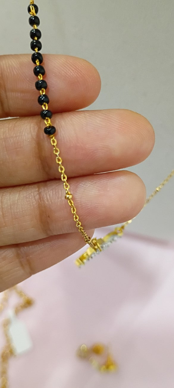 16 inches Black beads chain with earrings B61