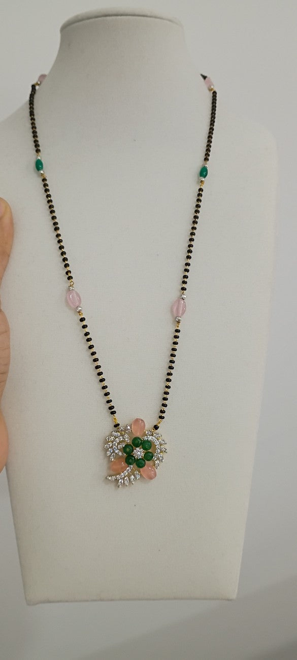 19 inches Black beads chain with ear rings B59