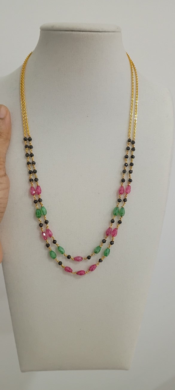 18 inches CZ double layer beads chain B57