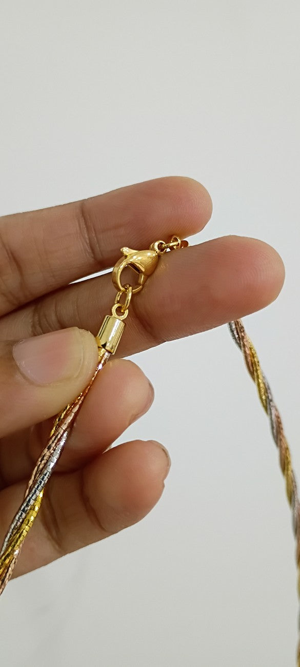 3 tone(gold, rose gold,silver) Italian 3 layer Chain C18