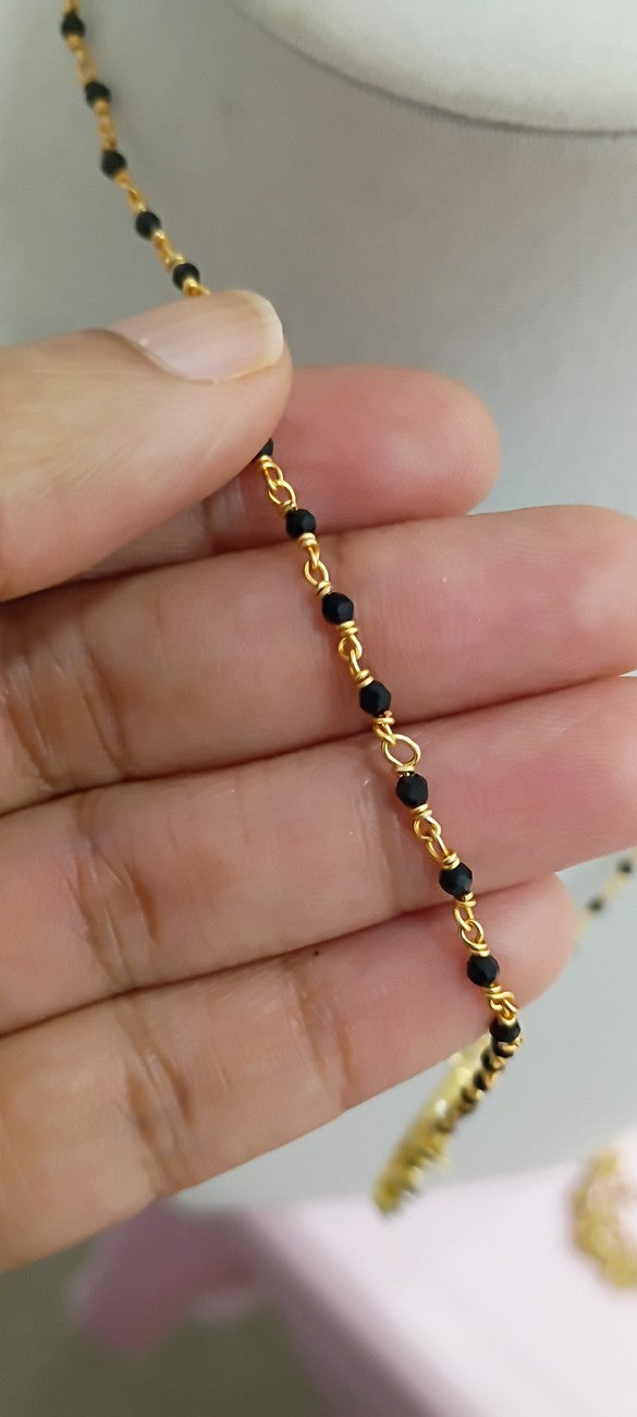 15 inches Black beads chain B87