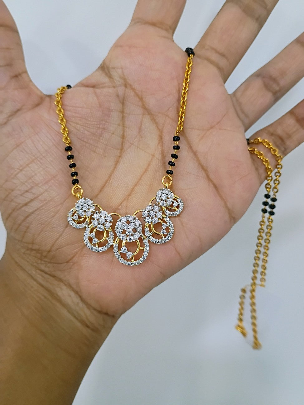 17 inches Black beads chain with Gj Pendant B110