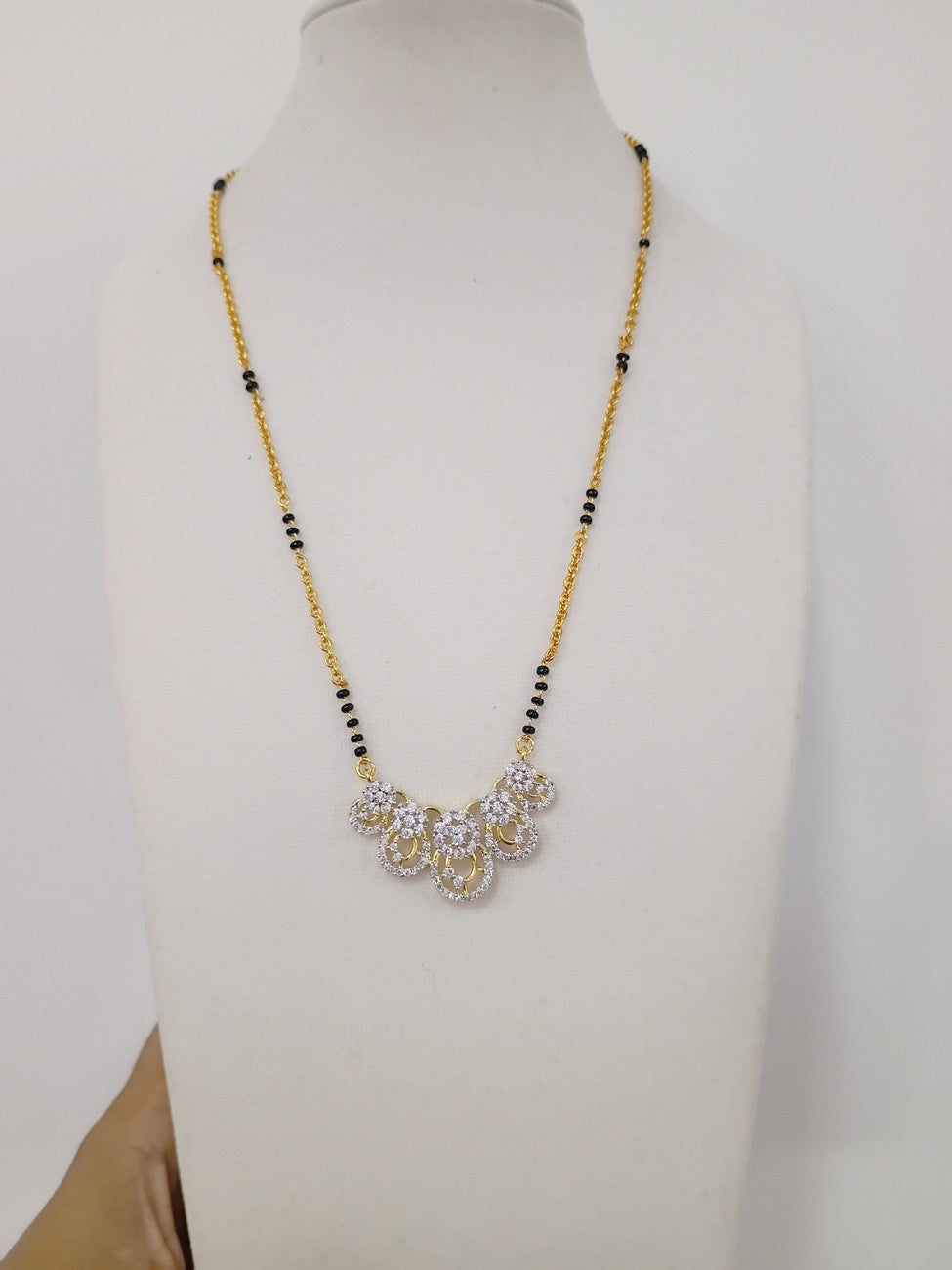 17 inches Black beads chain with Gj Pendant B110